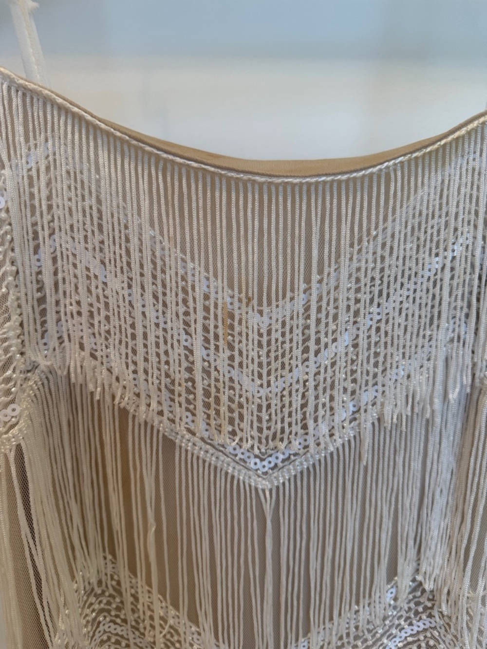 Shimmy All Night White Sequin Fringe Sleeveless Midi Dress - Picture 6 of 12